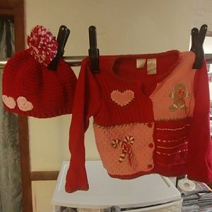 Christmas sweater and hat 4t